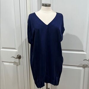 All Saints Camile Tee Dress Japanese Cloth Dark Blue Exposed shoulder‎ Size 10
